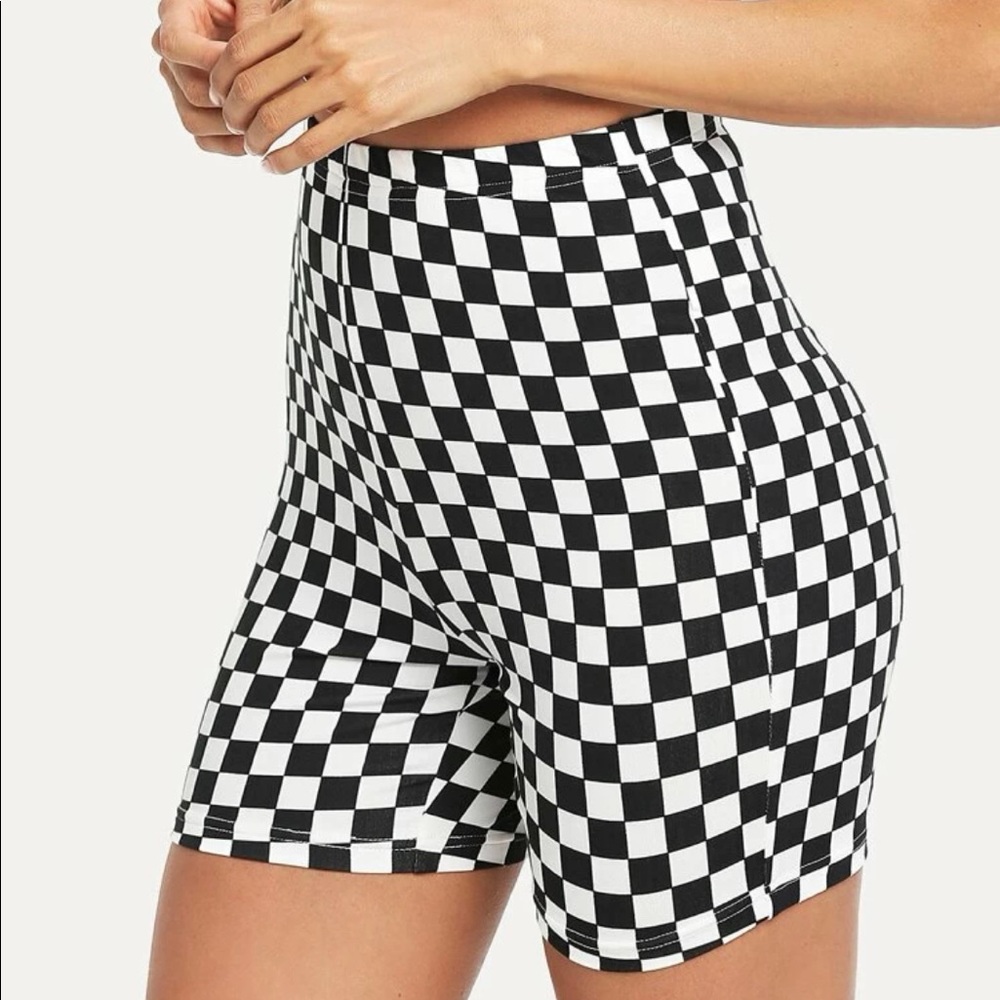 Checkerboard Biker Shorts